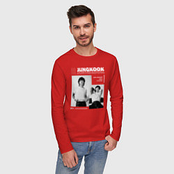 Лонгслив хлопковый мужской Jungkook bts seven, цвет: красный — фото 2