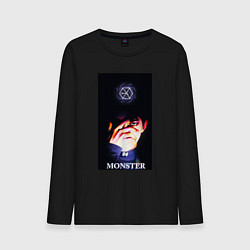 Лонгслив хлопковый мужской Exo monster, цвет: черный