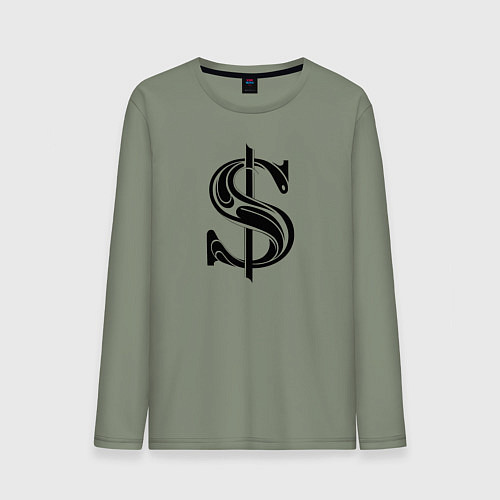 Мужской лонгслив Стильный значок доллара / Авокадо – фото 1