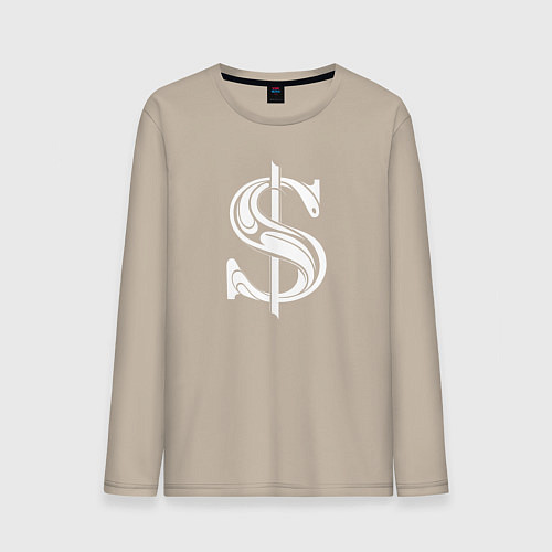 Мужской лонгслив Стильный знак - доллара / Миндальный – фото 1