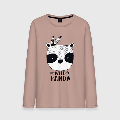 Мужской лонгслив Wild panda / Пыльно-розовый – фото 1