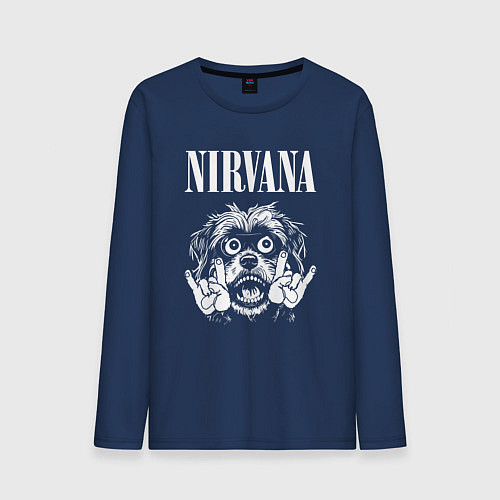 Мужской лонгслив Nirvana rock dog / Тёмно-синий – фото 1