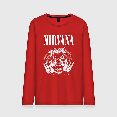 Мужской лонгслив Nirvana rock dog / Красный – фото 1