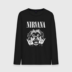 Лонгслив хлопковый мужской Nirvana rock dog, цвет: черный