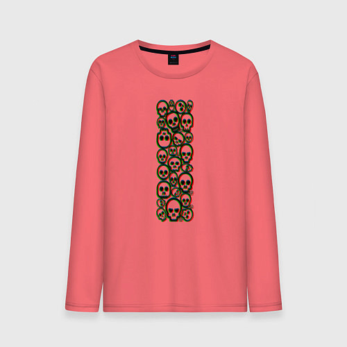 Мужской лонгслив Halloween skulls / Коралловый – фото 1