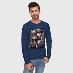 Лонгслив хлопковый мужской Крёстный отец держит своего щенка - мем, цвет: тёмно-синий — фото 2