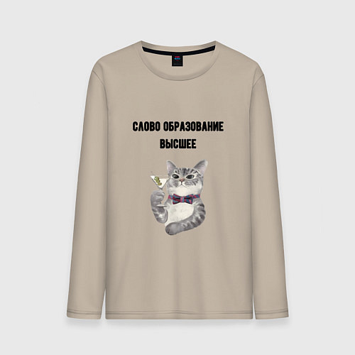 Мужской лонгслив Слово образование высшее / Миндальный – фото 1