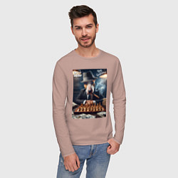 Лонгслив хлопковый мужской Dog Corleone - meme, цвет: пыльно-розовый — фото 2