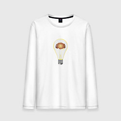 Лонгслив хлопковый мужской Лампочка для мозга, цвет: белый