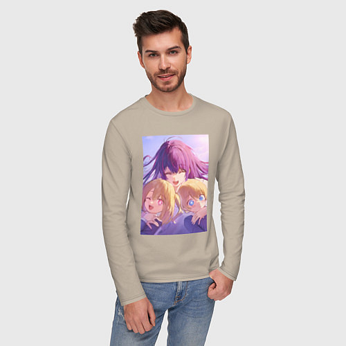 Мужской лонгслив Ребёнок идола Ай Хосино / Миндальный – фото 3