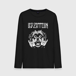 Лонгслив хлопковый мужской Led Zeppelin rock dog, цвет: черный