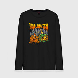 Лонгслив хлопковый мужской Праздник Хэллоуин, цвет: черный
