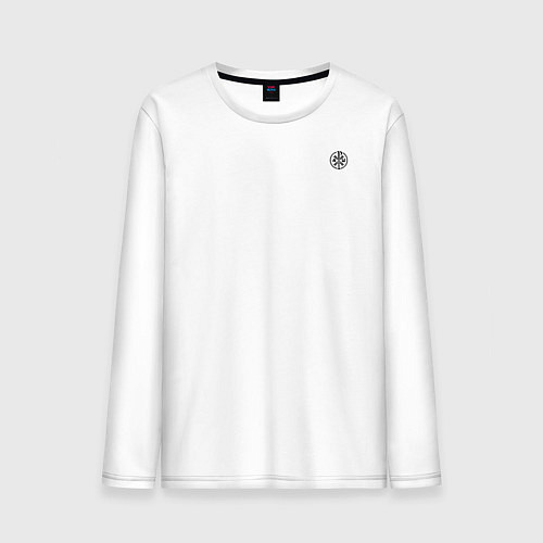 Мужской лонгслив Кто к нам с мечом придет кцк текст черны круглый / Белый – фото 1