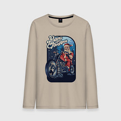 Лонгслив хлопковый мужской Santa Biker, цвет: миндальный