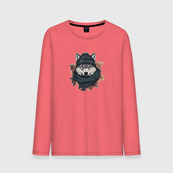 Мужской лонгслив Волк в шапке