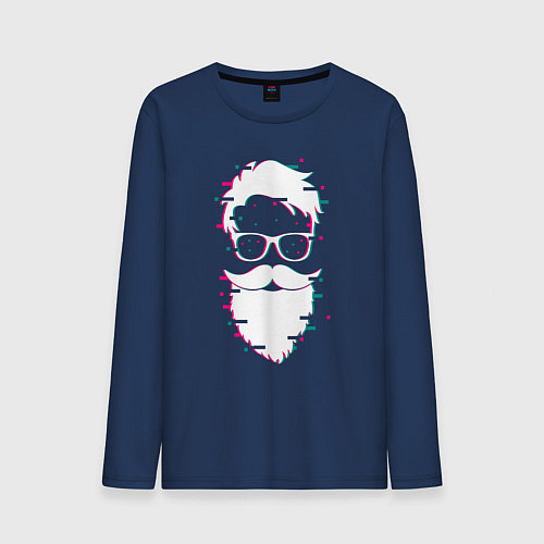 Мужской лонгслив Неоновая новогодняя борода / Тёмно-синий – фото 1