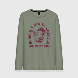 Мужской лонгслив Свинья в новогодней шапке