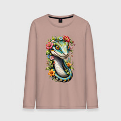 Лонгслив хлопковый мужской Символ 2025 года, цвет: пыльно-розовый