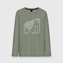 Лонгслив хлопковый мужской Индийский слон, цвет: авокадо