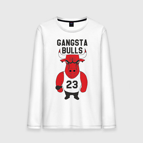 Мужской лонгслив Gangsta Bulls 23 / Белый – фото 1
