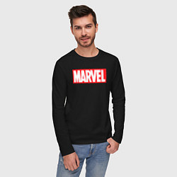 Лонгслив хлопковый мужской Marvel logo, цвет: черный — фото 2