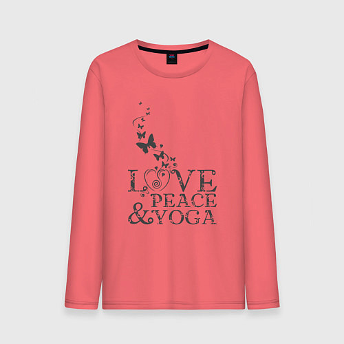 Мужской лонгслив Love peace yoga / Коралловый – фото 1
