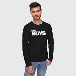 Лонгслив хлопковый мужской The boys logo, цвет: черный — фото 2