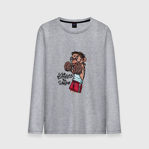 Мужской лонгслив Не используй руки - используй мозги / Меланж – фото 1