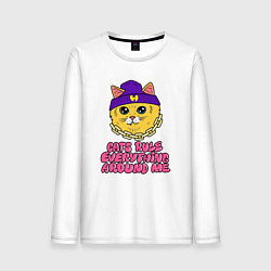 Лонгслив хлопковый мужской Cat rules everything around me, цвет: белый