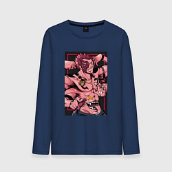 Лонгслив хлопковый мужской Магическая битва Сукуна четырехрукий, цвет: тёмно-синий