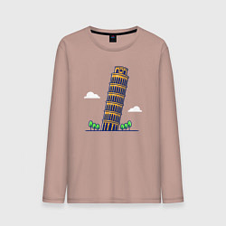 Лонгслив хлопковый мужской Башня в Пизе, цвет: пыльно-розовый