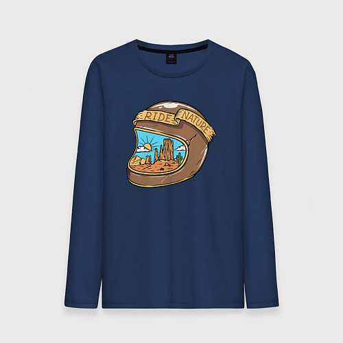 Мужской лонгслив Ride nature / Тёмно-синий – фото 1
