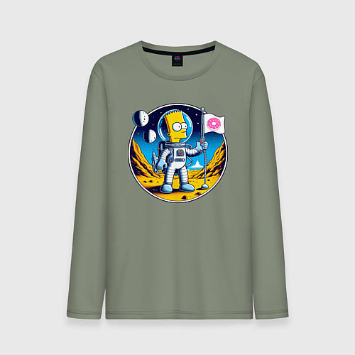 Мужской лонгслив Космонавт Барт Симпсон на другой планете / Авокадо – фото 1