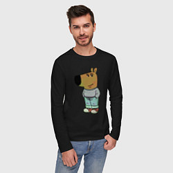 Лонгслив хлопковый мужской Чиловый парень, цвет: черный — фото 2