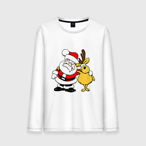Мужской лонгслив Новогодняя парочка / Белый – фото 1
