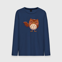 Лонгслив хлопковый мужской Привет от совы, цвет: тёмно-синий