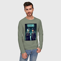 Лонгслив хлопковый мужской Rick and Morty godfathers of the multiverse, цвет: авокадо — фото 2