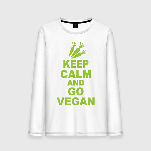 Мужской лонгслив Keep Calm & Go Vegan / Белый – фото 1