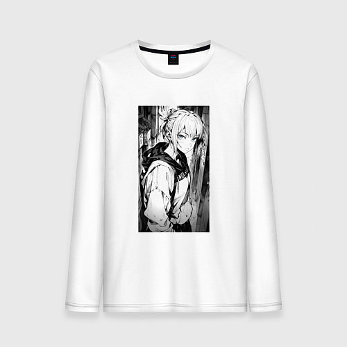 Мужской лонгслив Девушка на уличных задворках / Белый – фото 1