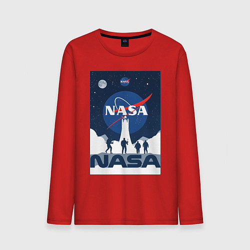 Мужской лонгслив NASA открытия / Красный – фото 1