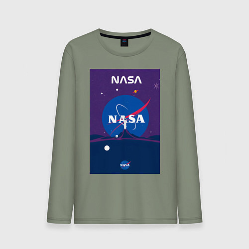 Мужской лонгслив NASA фиолетовый плакат / Авокадо – фото 1