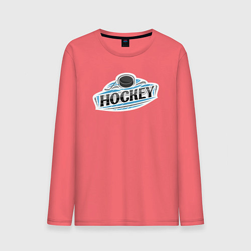 Мужской лонгслив Play hockey / Коралловый – фото 1
