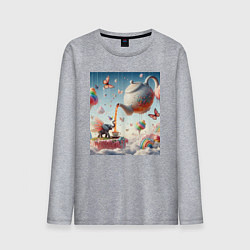 Мужской лонгслив Чаепитие крылатого слона - психоделика