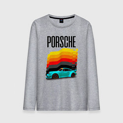 Мужской лонгслив Автомобиль Porsche на фоне флага Германии