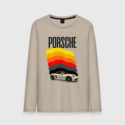 Мужской лонгслив Автомобиль Porsche на фоне флага ФРГ