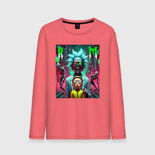 Мужской лонгслив Rick and Morty - horror fantasy / Коралловый – фото 1
