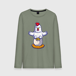 Лонгслив хлопковый мужской Куриная йога, цвет: авокадо