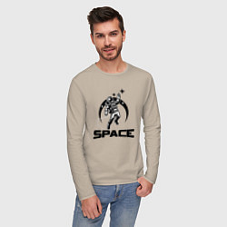 Лонгслив хлопковый мужской Space mood, цвет: миндальный — фото 2