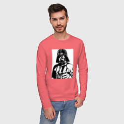Лонгслив хлопковый мужской Лорд Вейдер, цвет: коралловый — фото 2