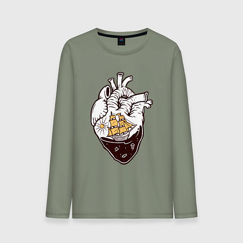 Мужской лонгслив Сердце корабля / Авокадо – фото 1